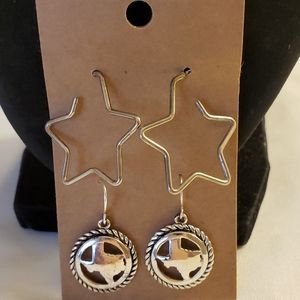 💐6/25 sliver toned star outline Texas state